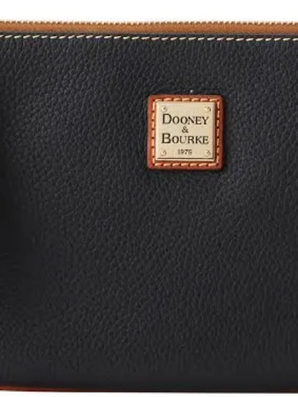 Dooney & Bourke Black Smooth Wexford Leather Carrington Wristlet with Tan Tassel
